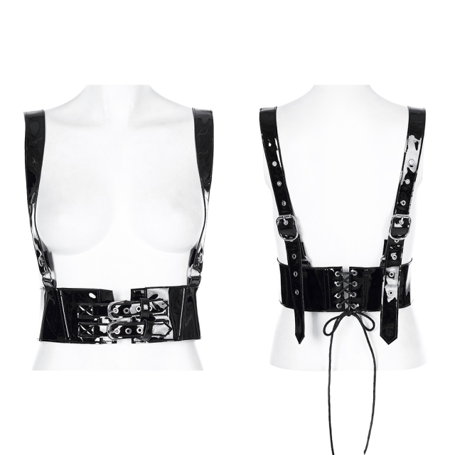 PUNK RAVE Lacquer Harness Belt with Straps