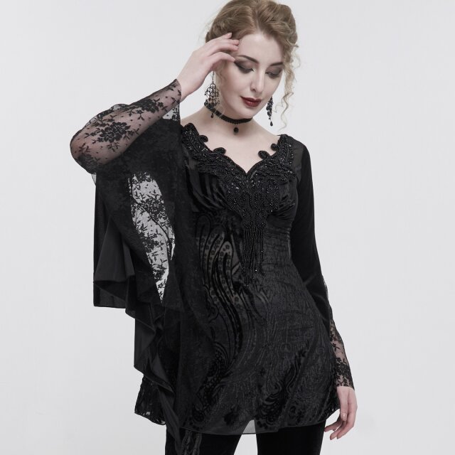 Perlenbesticktes A-Linien-Shirt Sinfonia S