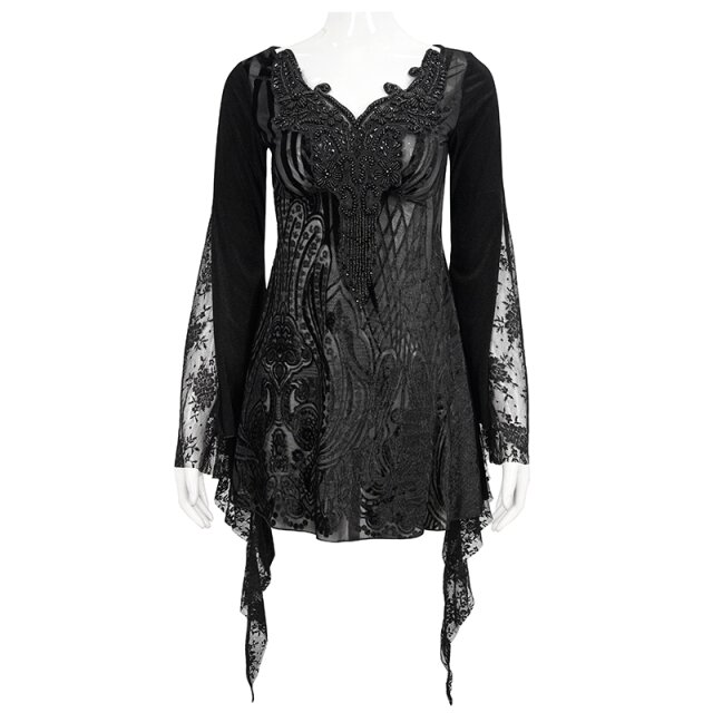 Perlenbesticktes A-Linien-Shirt Sinfonia S