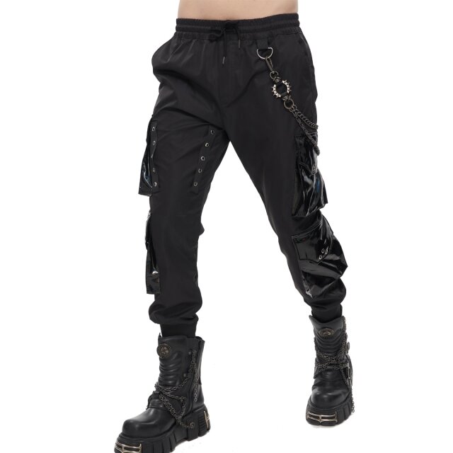 Devil Fashion Cargo Joggers Bastard with Patent Patch Pockets