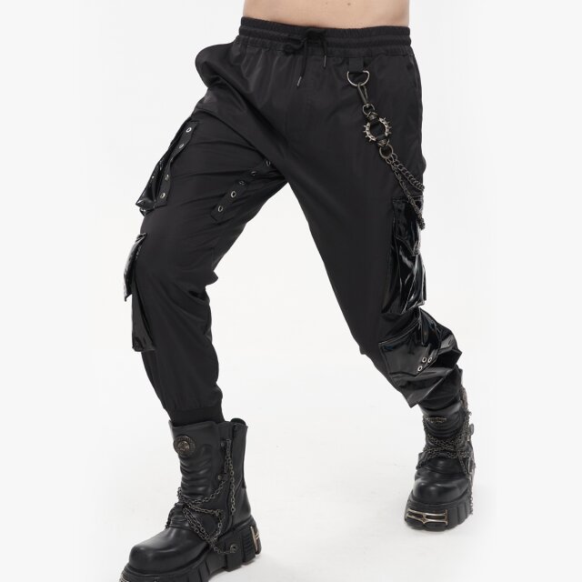 Devil Fashion Cargo Joggers Bastard with Patent Patch Pockets