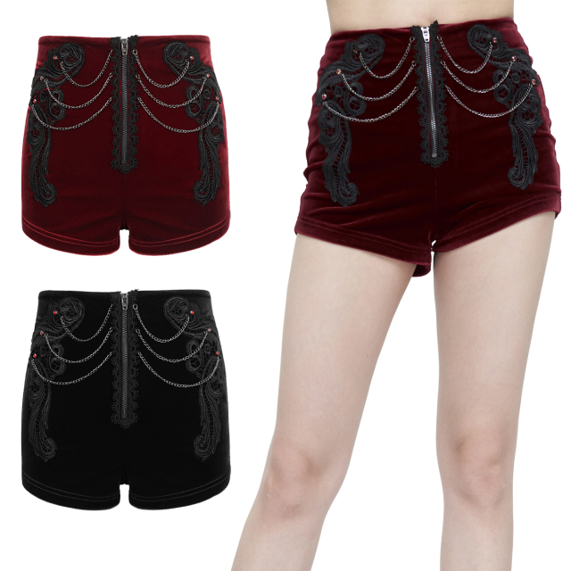Retro Samt Hotpants Scarlett in schwarz oder rot