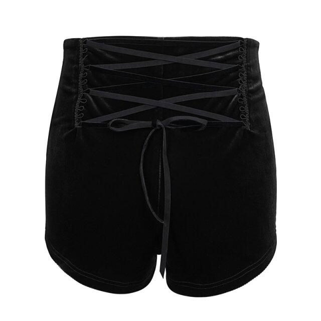 Retro Samt Hotpants Scarlett in schwarz oder rot schwarz L