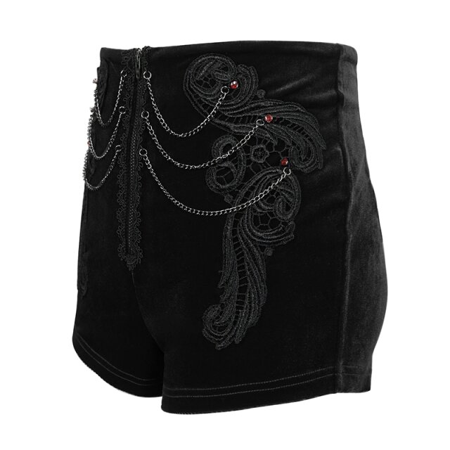 Retro Samt Hotpants Scarlett in schwarz oder rot schwarz XL