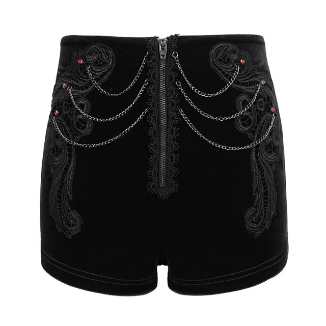 Retro Samt Hotpants Scarlett in schwarz oder rot schwarz XL