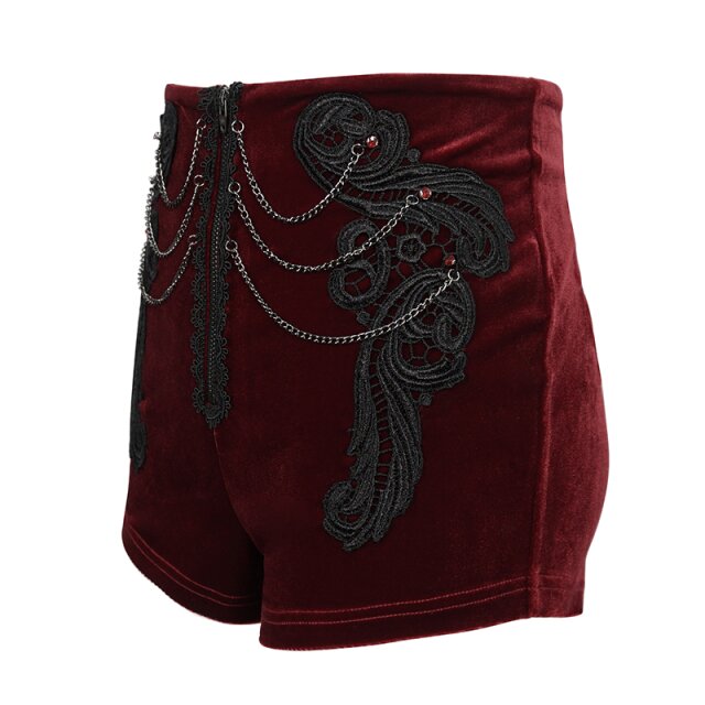 Retro Velvet Hotpants Scarlett in black or red red