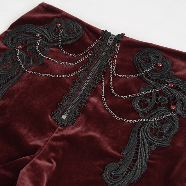 Retro Velvet Hotpants Scarlett in black or red red