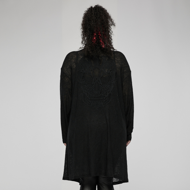 PUNK RAVE Oversized Tipped Cardigan She Devil with Skull