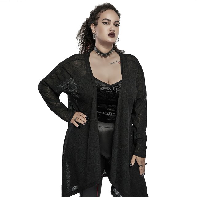 PUNK RAVE Oversized Tipped Cardigan She Devil with Skull