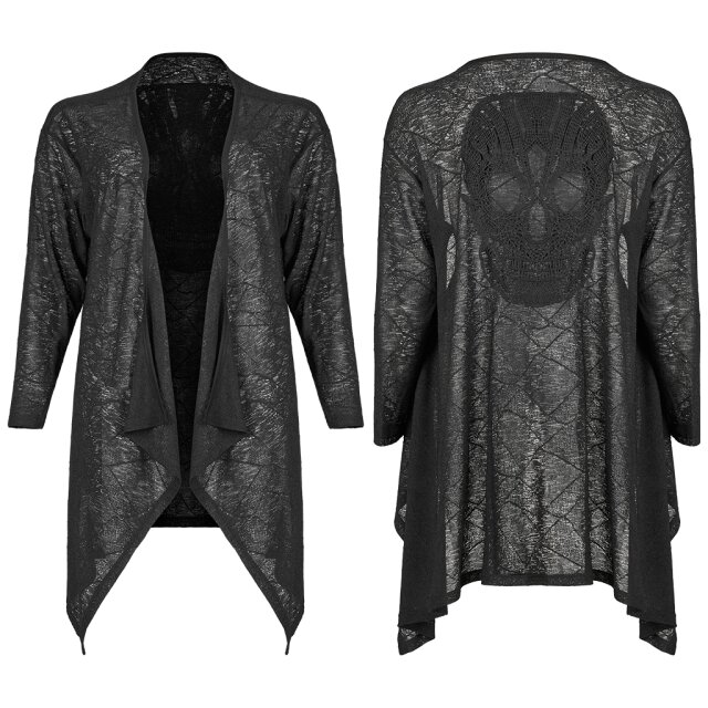 PUNK RAVE Oversized Tipped Cardigan She Devil with Skull