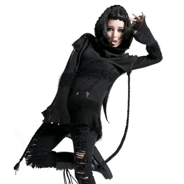 PUNK RAVE Knitted Hooded Collar Phira with Tails