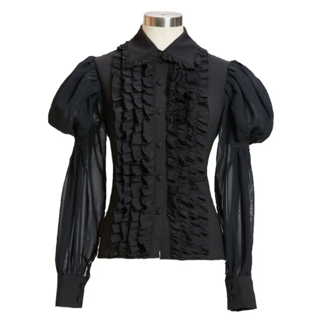 Steampunk Rüschenbluse Prudence schwarz oder weiß schwarz L