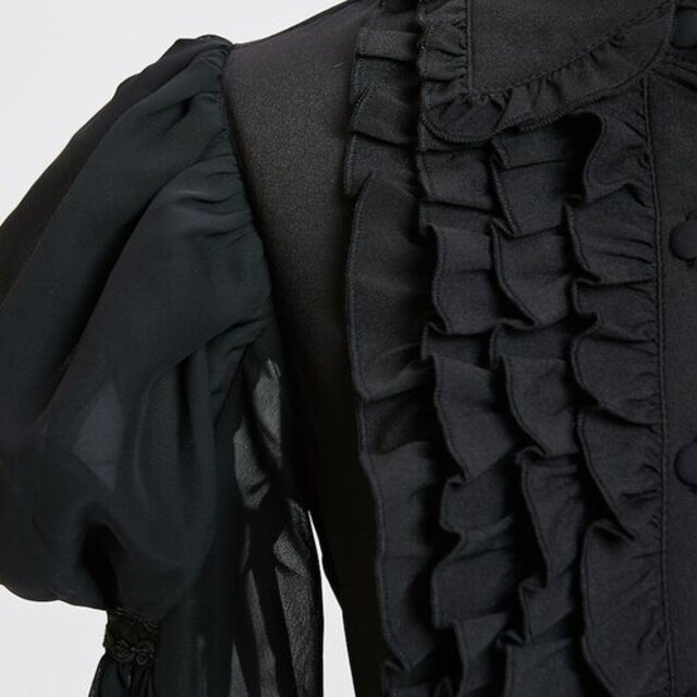 Steampunk Rüschenbluse Prudence schwarz oder weiß schwarz L