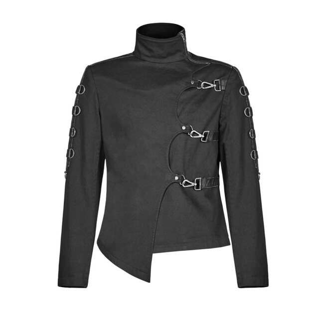 Asymmetrische Punk Rave-Jacke Restraint mit Karabinern - Größe: XXL