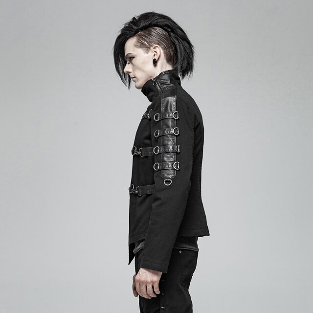 Asymmetrische Punk Rave-Jacke Restraint mit Karabinern - Größe: XXL
