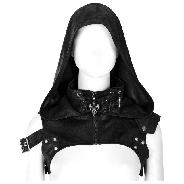 Punk Rave Kunstlederkapuze Carnifex mit asymmetrischer Schulterpartie F.XS-S