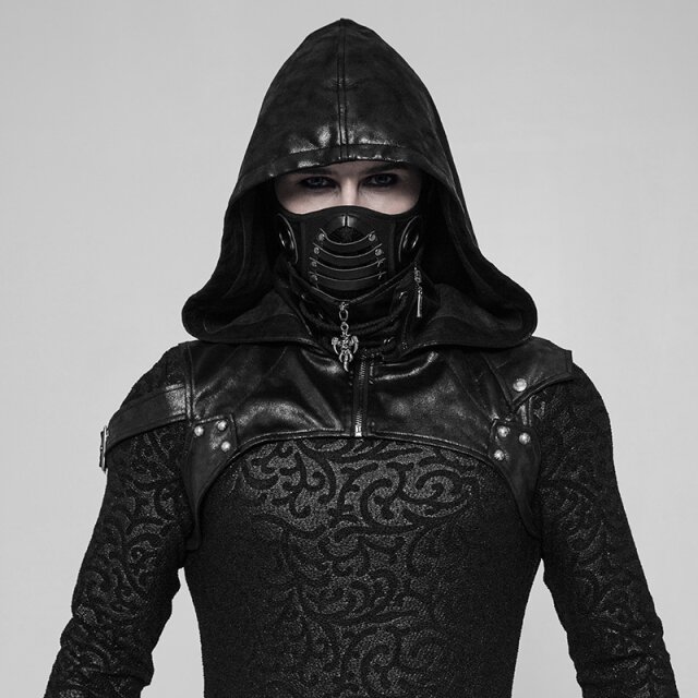 Punk Rave Kunstlederkapuze Carnifex mit asymmetrischer Schulterpartie F.XS-S