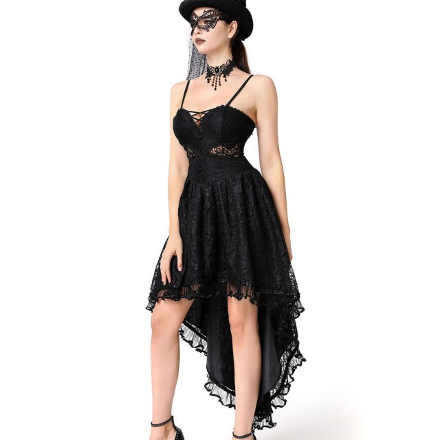 Dunkelromantisches Vokuhila Korsagenkleid Nevermore S