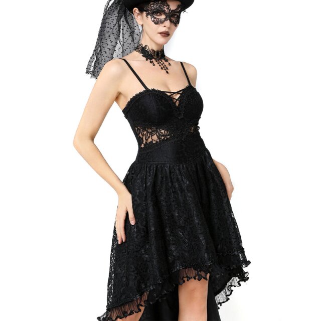 Dunkelromantisches Vokuhila Korsagenkleid Nevermore S