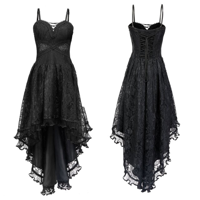 Dunkelromantisches Vokuhila Korsagenkleid Nevermore L
