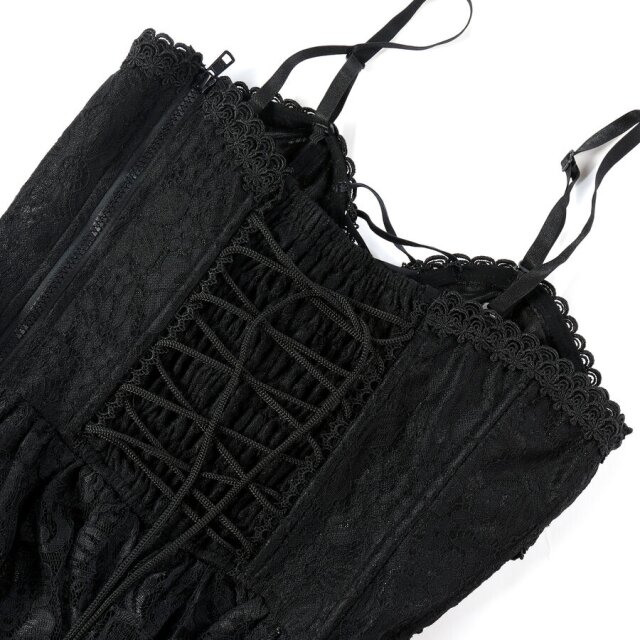 Dunkelromantisches Vokuhila Korsagenkleid Nevermore L