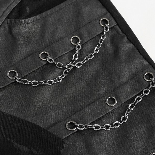 Fleckige Distressed Jeans Judgment Day mit Kunstleder und Ketten