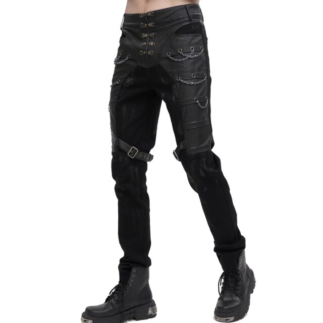 Fleckige Distressed Jeans Judgment Day mit Kunstleder und Ketten