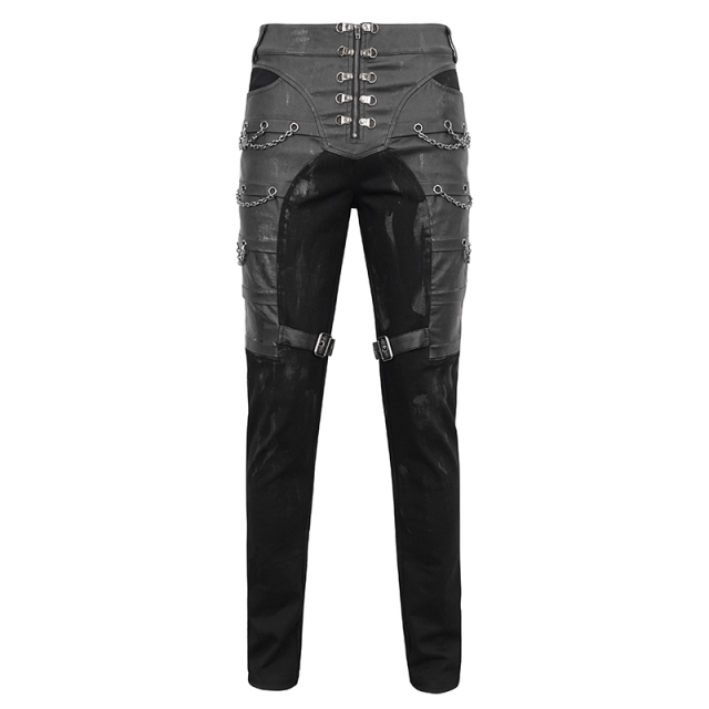 Stained Distressed Jeans Judgment Day with Faux Leather and Chains