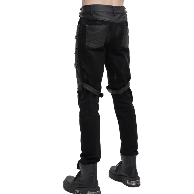 Fleckige Distressed Jeans Judgment Day mit Kunstleder und Ketten