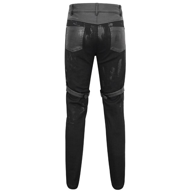 Fleckige Distressed Jeans Judgment Day mit Kunstleder und Ketten