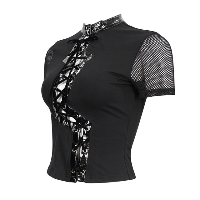 Devil Fashion Shirt Flash Me mit geschnürtem Lack-Blitz S