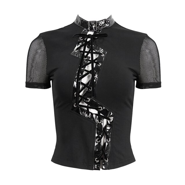 Devil Fashion Shirt Flash Me mit geschnürtem Lack-Blitz 3XL