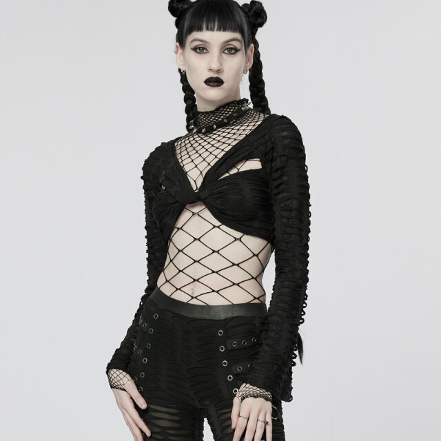 PUNK RAVE Kurzes Destroyed Gothic Knotentop XS-S