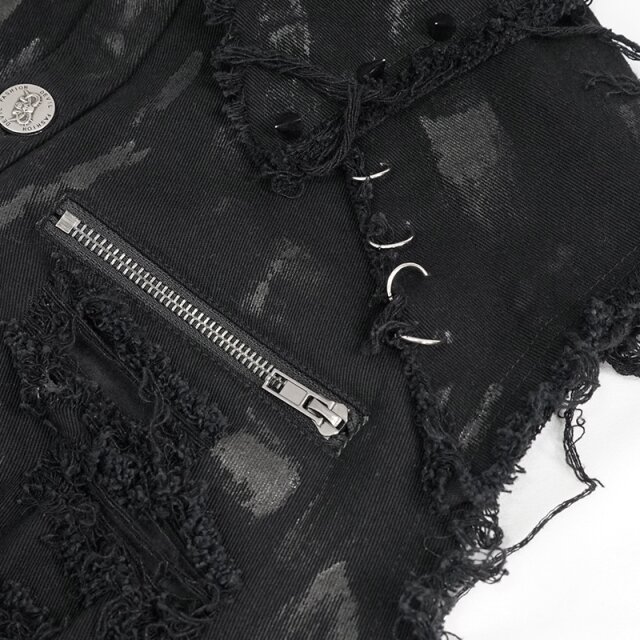 Devil Fashion Punk Denim Waistcoat Anarchy