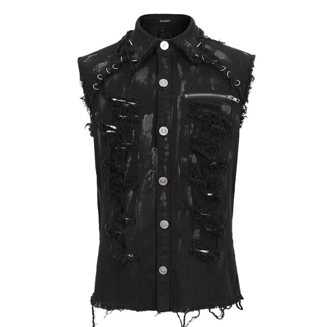 Devil Fashion Punk Denim Waistcoat Anarchy