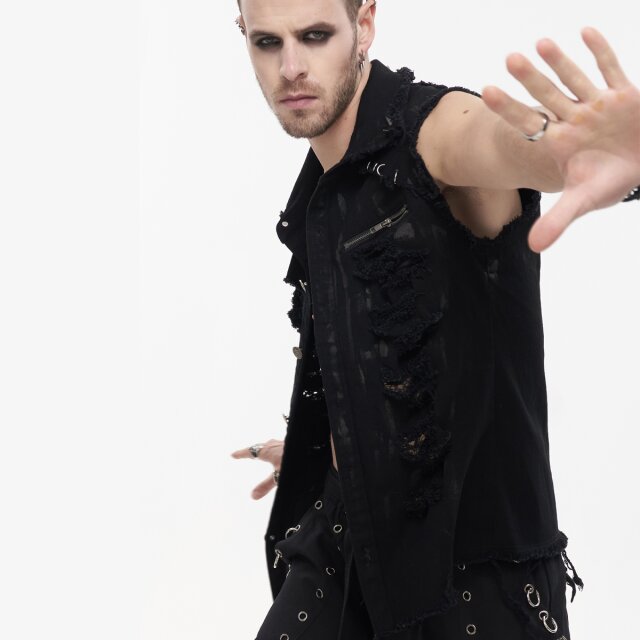 Devil Fashion Punk Denim Waistcoat Anarchy