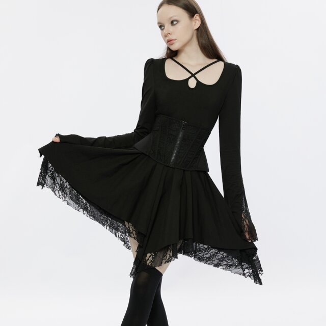 PUNK RAVE Minikleid Ophelia mit fransigem Rock XL-XXL
