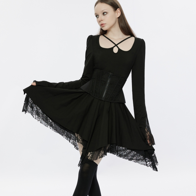 PUNK RAVE Mini Dress Ophelia with Fringed Skirt