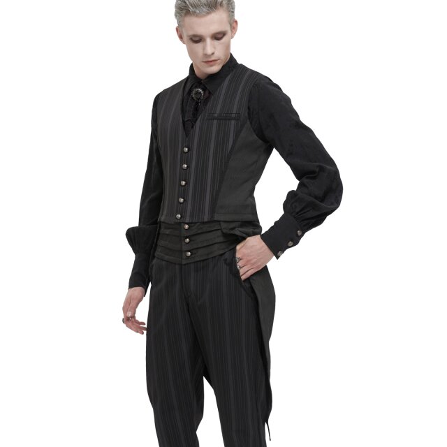Steampunk Nadelstreifenweste Alfred mit abnehmbaren Frackschößen XXL