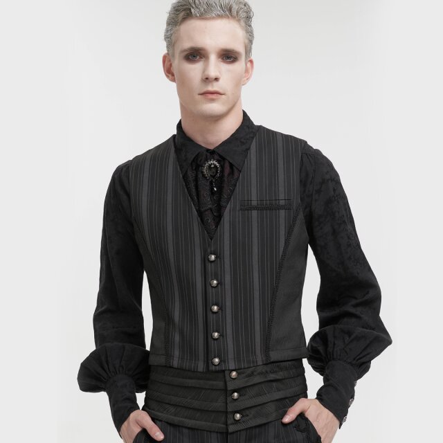 Steampunk Nadelstreifenweste Alfred mit abnehmbaren Frackschößen XXL
