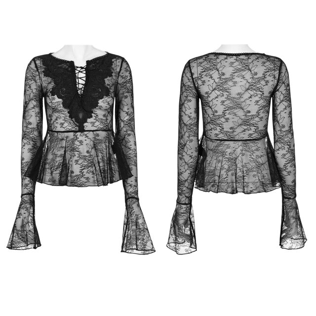 Transparente Punk Rave Schößchenbluse Im No Angel XS-S