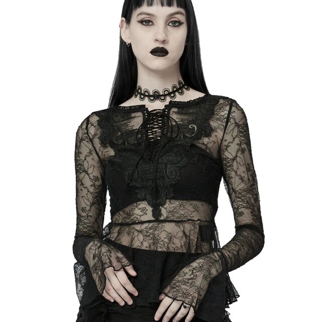 Transparente Punk Rave Schößchenbluse Im No Angel XS-S