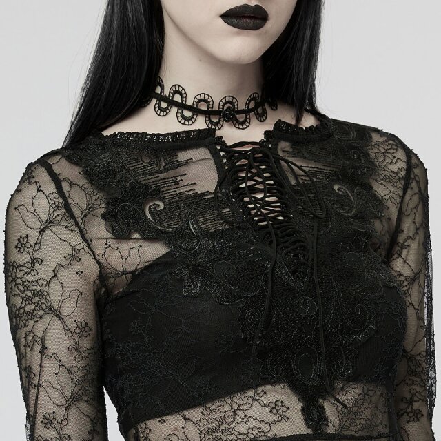 Transparente Punk Rave Schößchenbluse Im No Angel XS-S