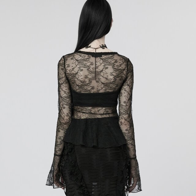 Transparente Punk Rave Schößchenbluse Im No Angel XS-S