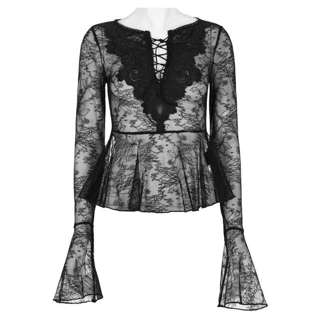 Transparente Punk Rave Schößchenbluse Im No Angel XS-S