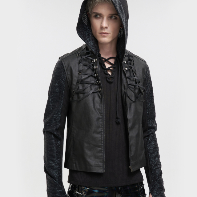 Devil Fashion Waistcoat Artefakt in Leather Optics with Chain Spine