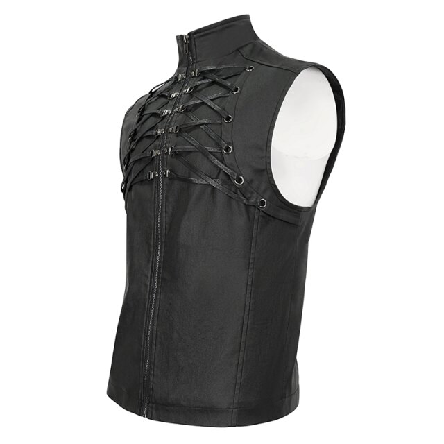 Devil Fashion Waistcoat Artefakt in Leather Optics with Chain Spine