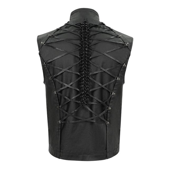 Devil Fashion Waistcoat Artefakt in Leather Optics with Chain Spine