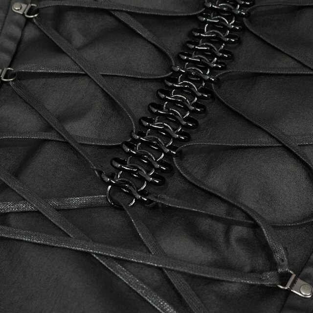 Devil Fashion Waistcoat Artefakt in Leather Optics with Chain Spine