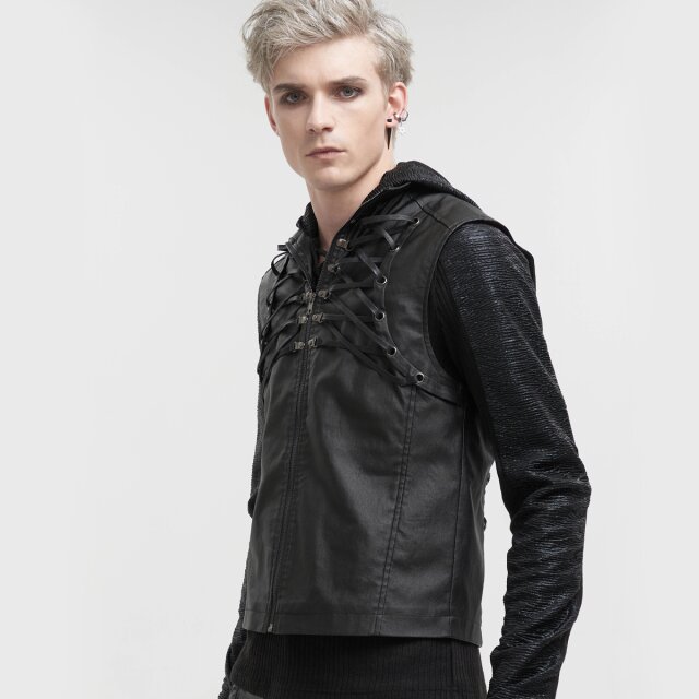 Devil Fashion Waistcoat Artefakt in Leather Optics with Chain Spine